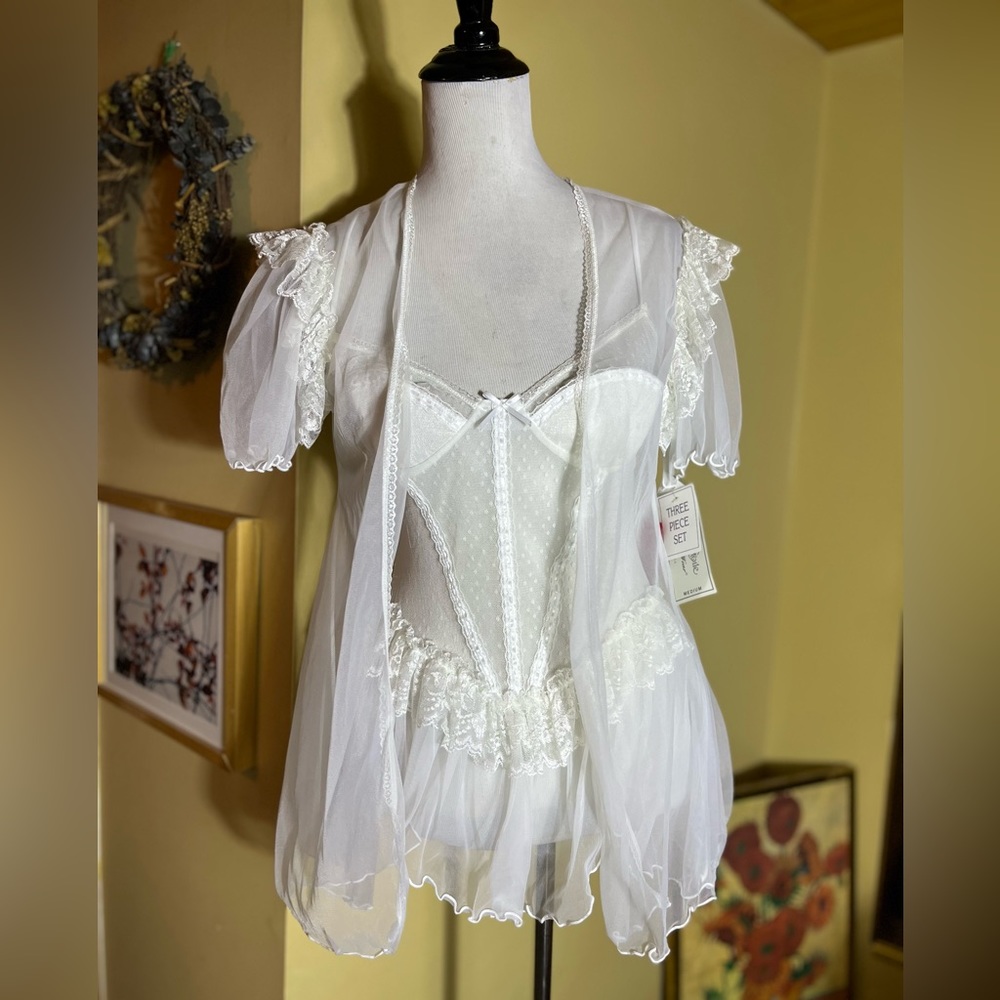 Vintage 80s CINEMA ETOILE size Medium Seductive Wear BabyDoll Bridal Sexy NEW - Picture 9 of 16